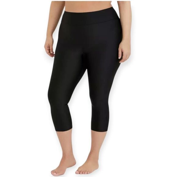2X 18W 20W Torrid Active High Rise Capri Swim Legging Bottoms Black Plussize - Picture 1 of 7